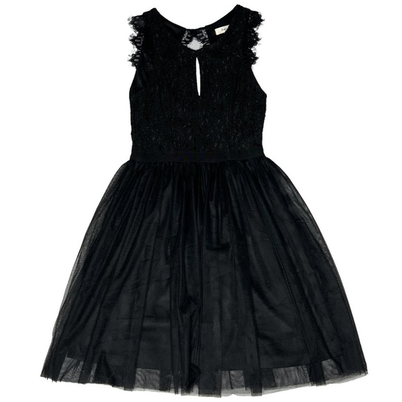 FRANCESCA'S Black Lace Keyhole Sleeveless Tulle Cocktail Dress Size XS - Picture 1 of 16